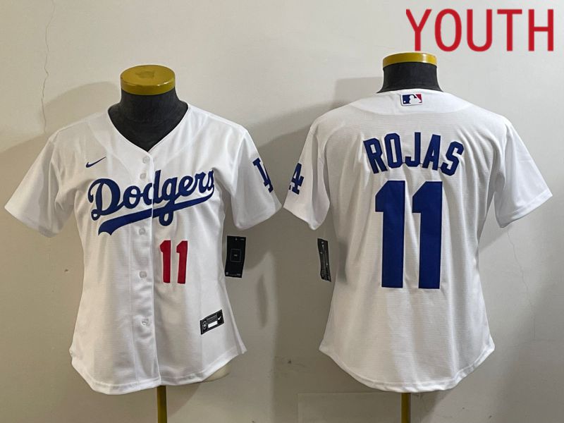 Youth Los Angeles Dodgers #11 Rojas White Game 2024 Nike MLB Jersey style 4->youth mlb jersey->Youth Jersey
